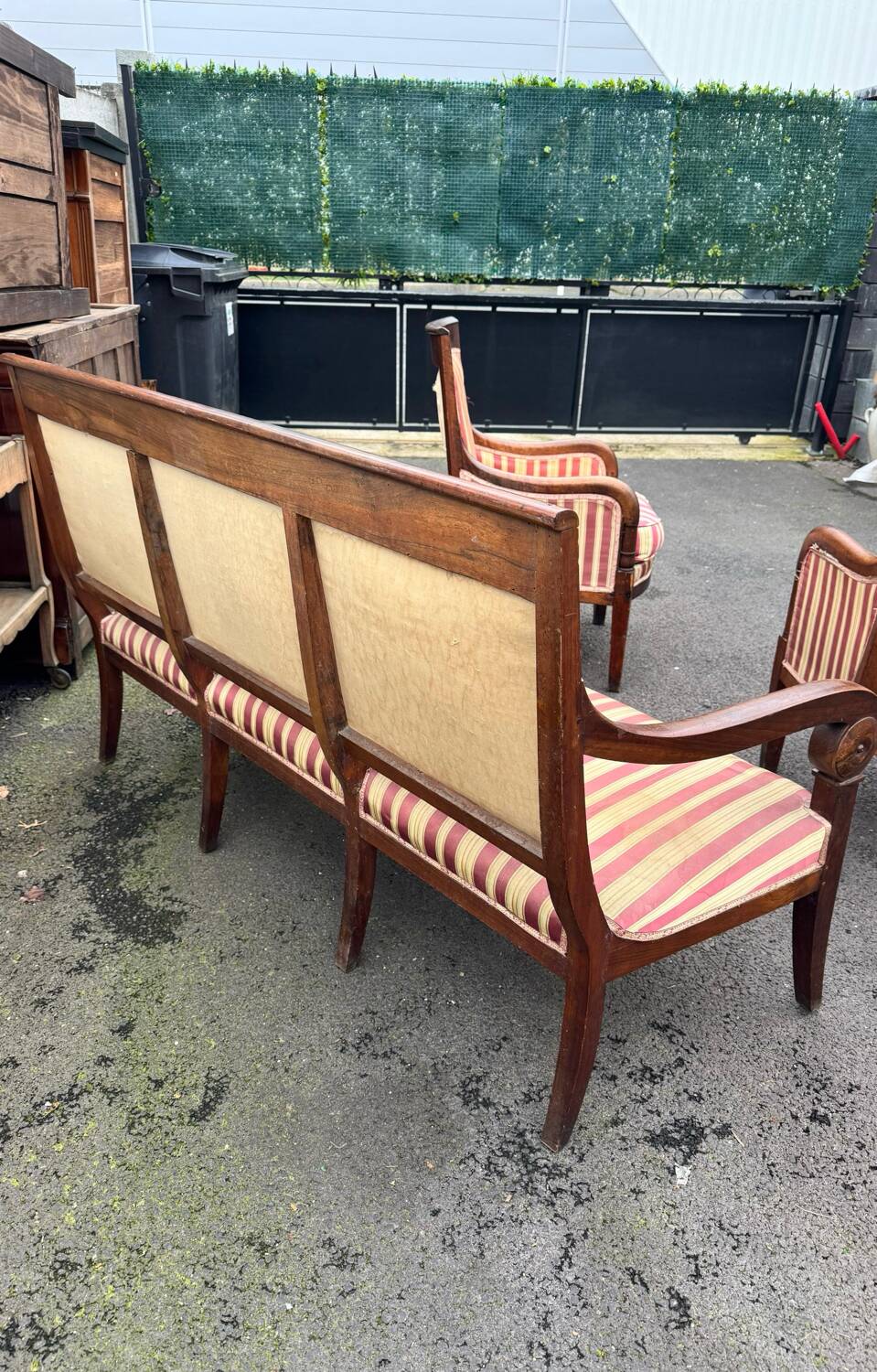 Antique Empire-style salon, 3 pieces. Original upholstery.