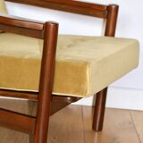 Fauteuil Vintage en Velours Olive, Années 70