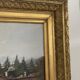 Old Oil Painting Canvas Swiss School Mountain Lake Shepherd Signed