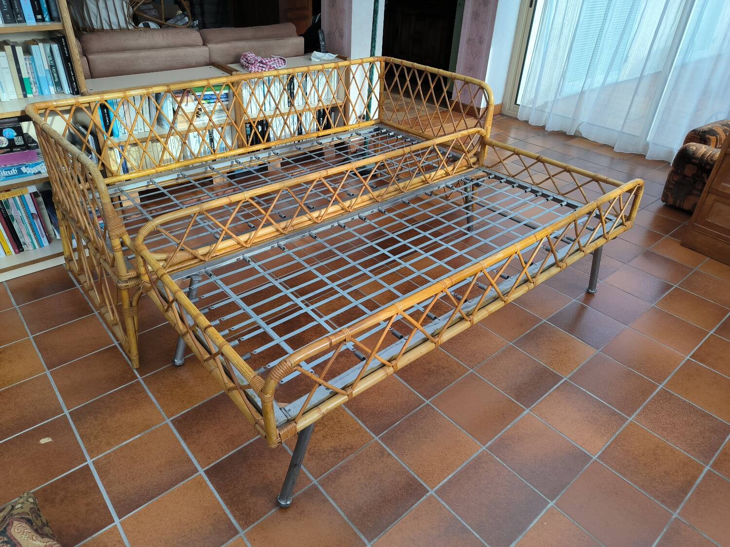 Rattan trundle bed 1960