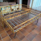 Lit gigogne rotin 1960