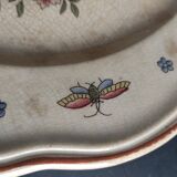 Vintage French round serving plate faience de Rouen, representing a horn of plenty