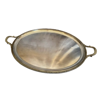 Serving tray with oval shaped handles silver metal Mappin & Webb