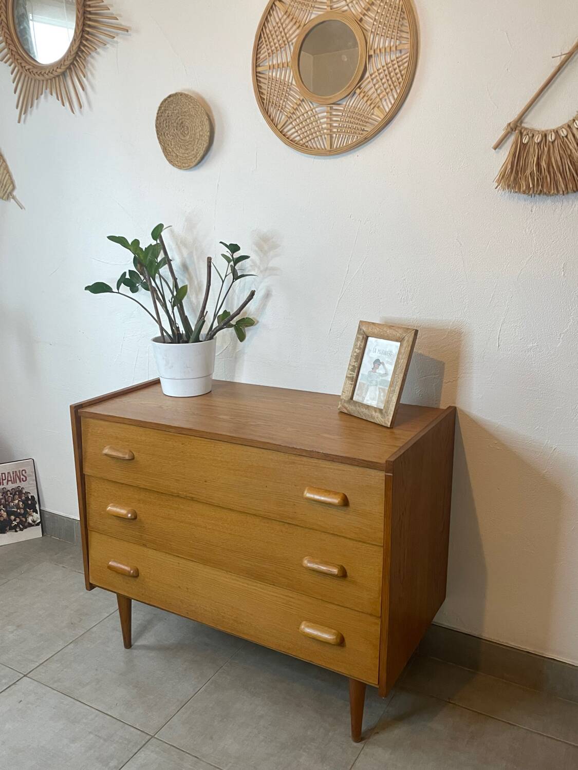 Commode en teck, années 60