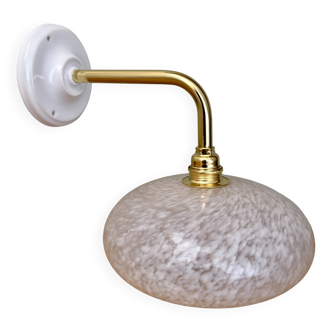Antique wall lamp with white Clichy glass shade