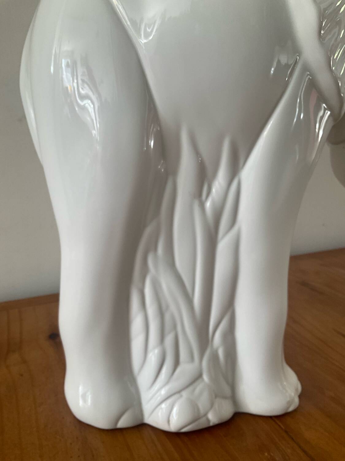Vintage elephant umbrella stand in glazed ceramic