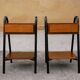 Pair of vintage bedside tables modernists wood and metal