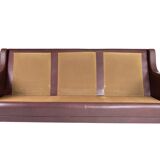 Three seater sofa, with red brown leather by Stouby Furniture from the 1960s