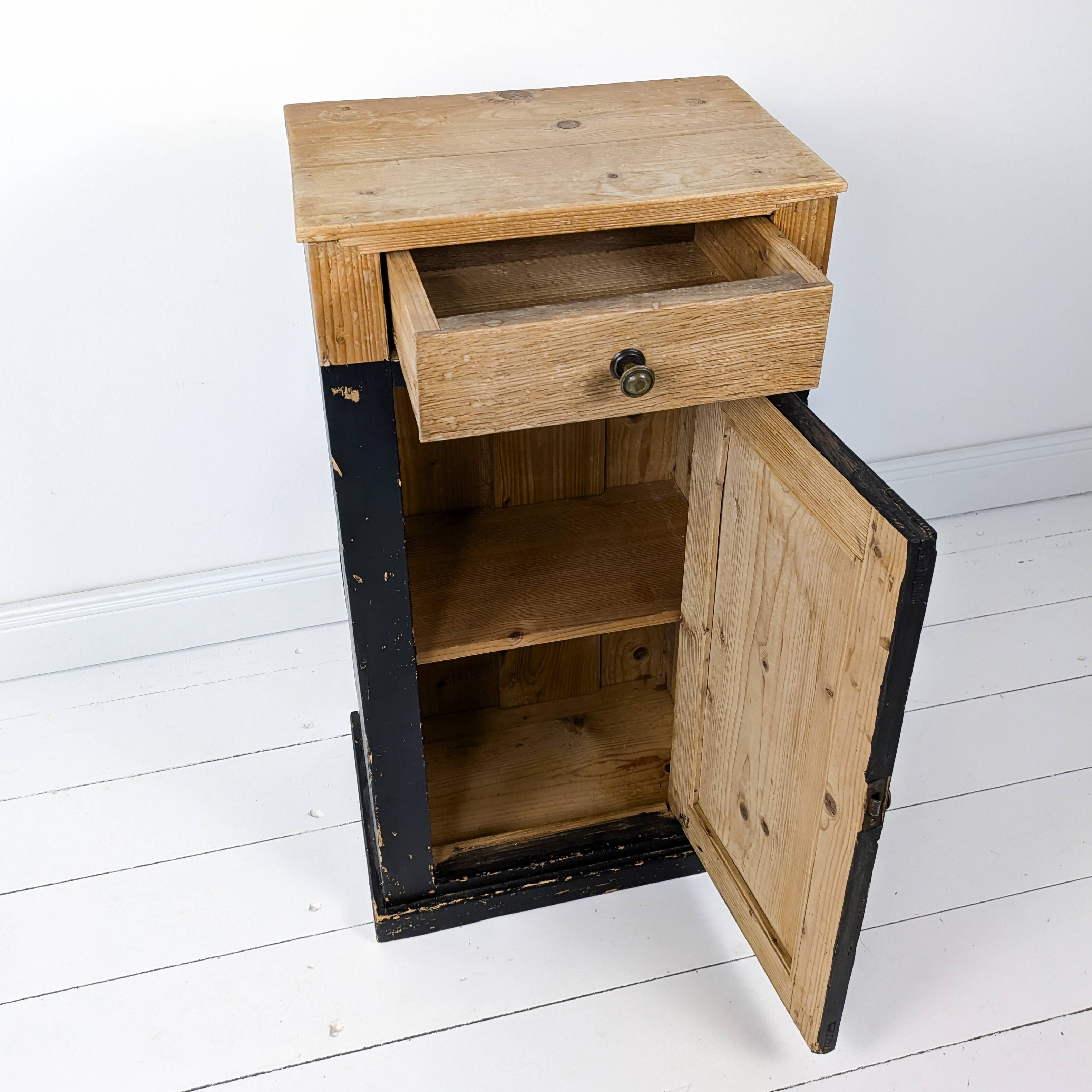 Table de chevet vintage en bois Porte Vieux bois massif Rétro Mid Century Table de chevet Commode Ch