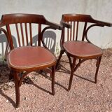 Pair of bistro armchairs signed Baumann 1930