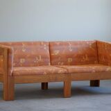 Danish Mid-Century Two-Seat Sofa in Oak, Reupholstered, by Tage Poulsen, 1960s