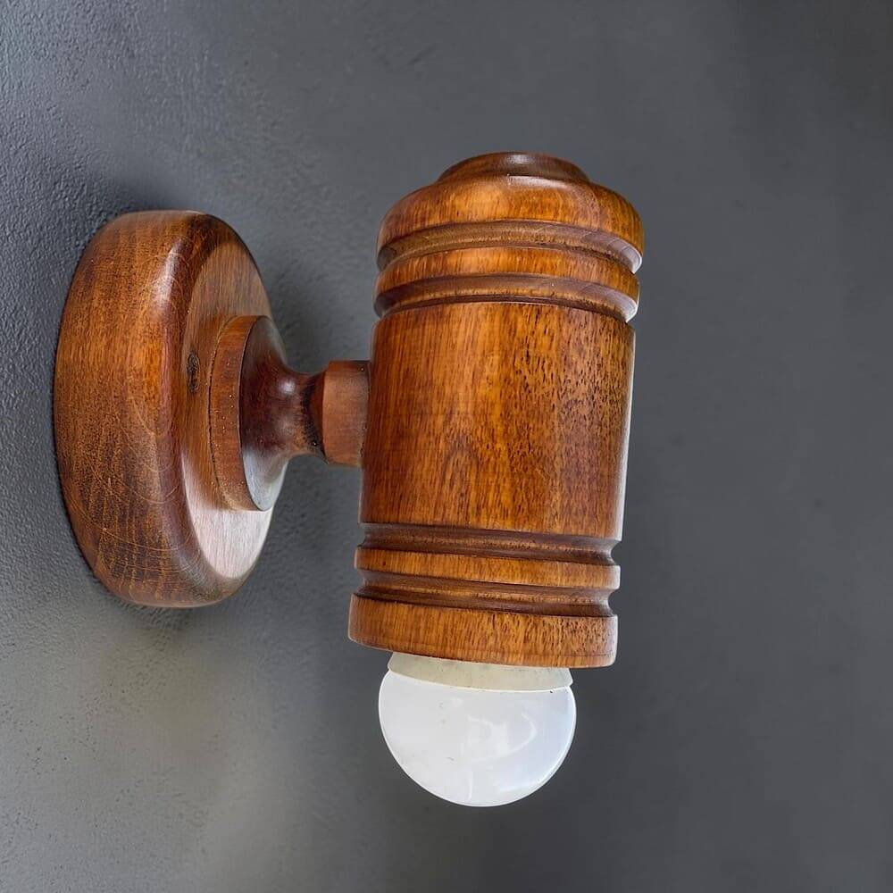 Danish pine wood wall sconce light