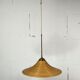 Pair pencil reed rattan bamboo and brass pendants, Italy 1970s
