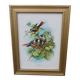 Vintage golden wooden frame illustration of exotic birds.