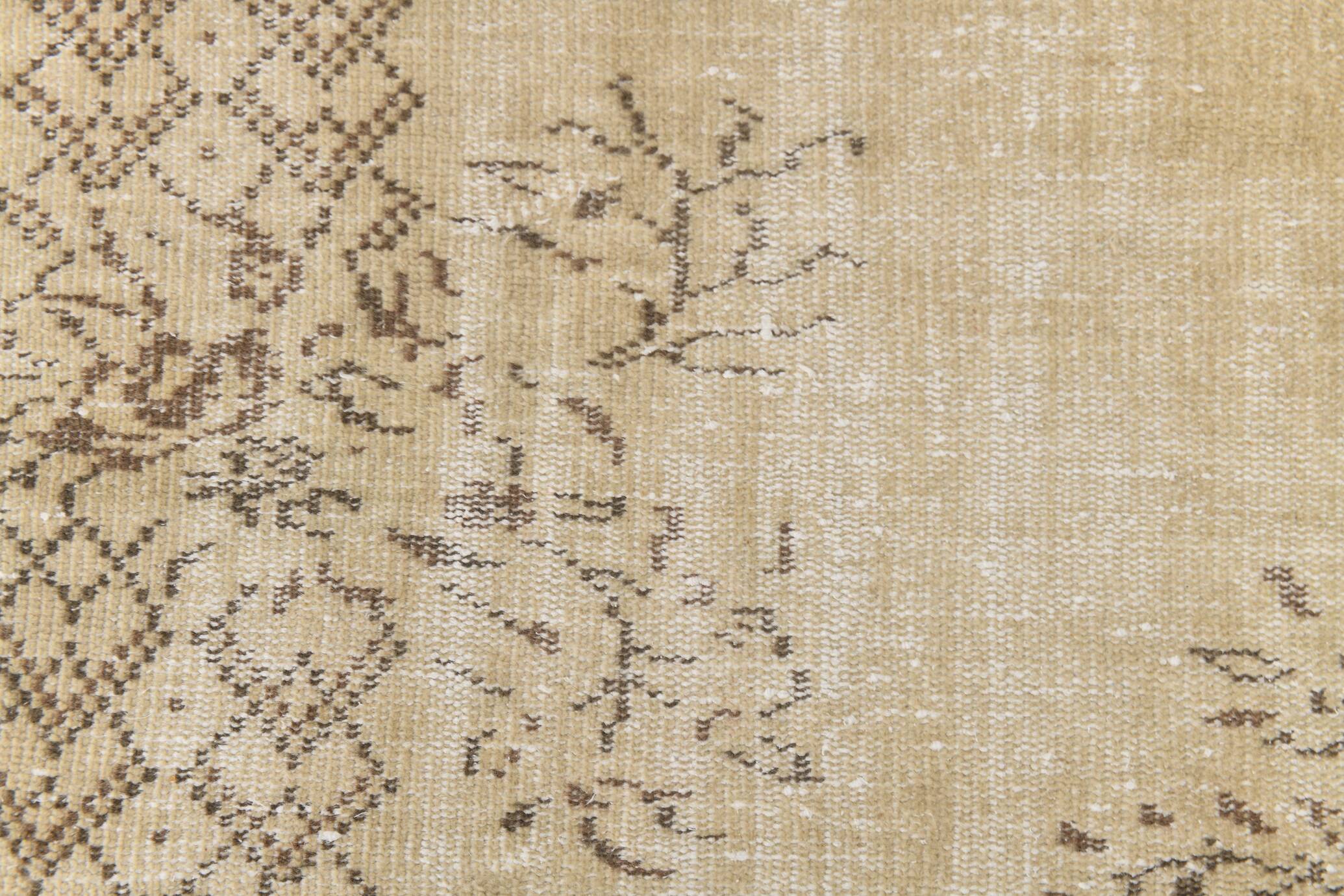 Vintage Cream & Brown Turkish Handmade Rug, 149x252Cm