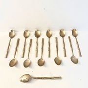12 gold-plated brass teaspoons, Hollywood Regency – circa 1970