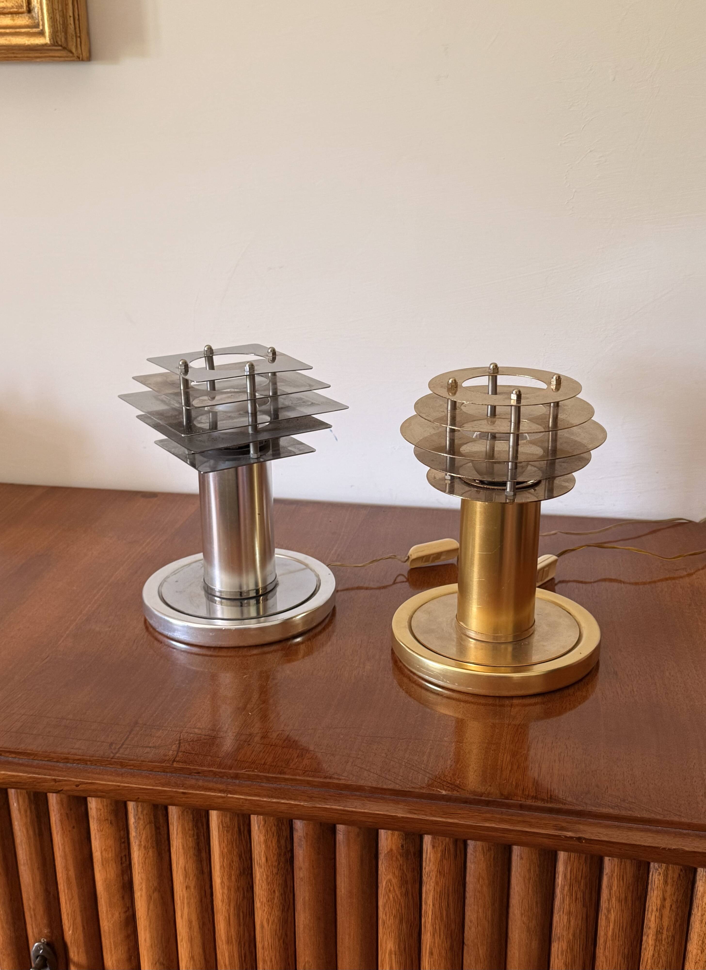 Space age set of 2 table lamps, Italy 1970s