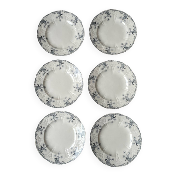 6 Assiettes Plates Terre de Fer Longwy Modèle Lorrain
