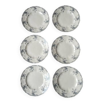6 Flat Plates Terre de Fer Longwy Model Lorrain