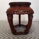 Stool Chinese pedestal table old red lacquer
