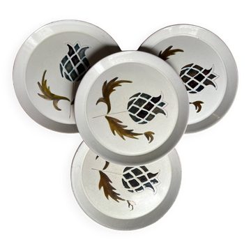 4 dessert plates signed Pornic