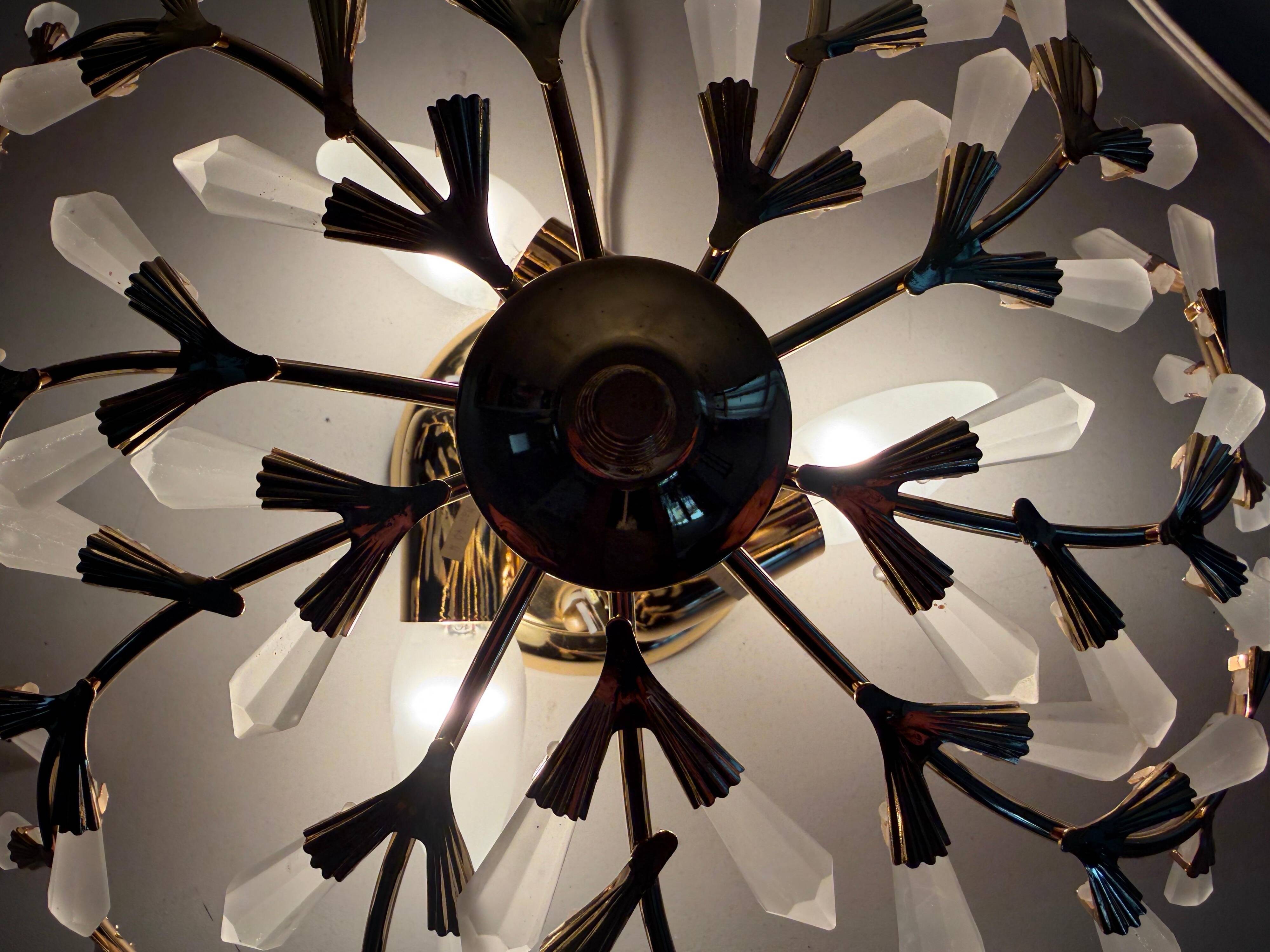 Flush mount Flower Design in crystal glass and gilded metal, 1980s, Germany