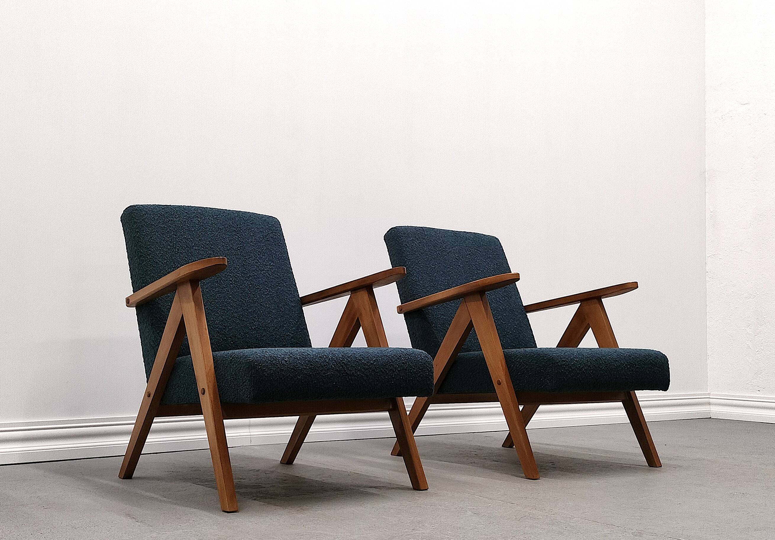 Mid Century Easy Chair Model B - 310 Var in Blue Boucle