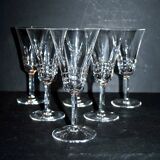 Set of 6 cut crystal wine glasses in cerdagne style - cristallerie lorraine lemberg? h13.5cm