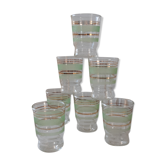 Set of 7 glasses light green granite years 50-60