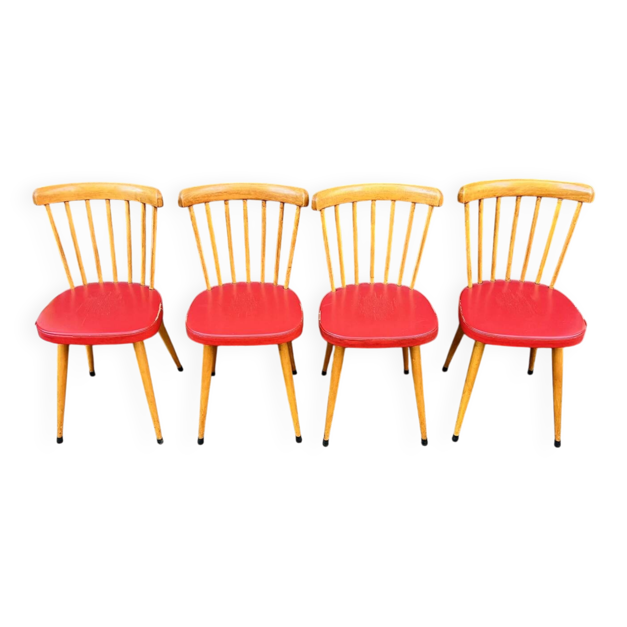 (Lot) 4 beautiful compass-legged chairs from the 60s/70s.