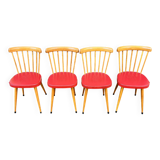 (Lot) 4 beautiful compass-legged chairs from the 60s/70s.