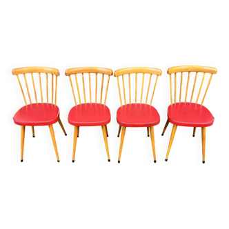 (Lot) 4 beautiful compass-legged chairs from the 60s/70s.