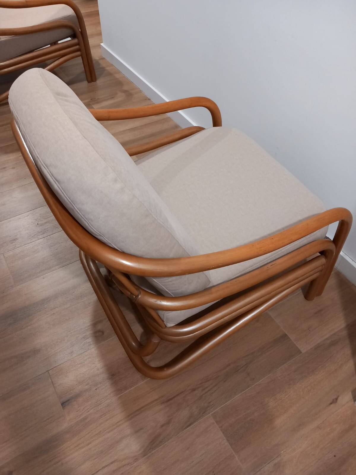Two rattan armchairs from the 1970s, Scandinavia