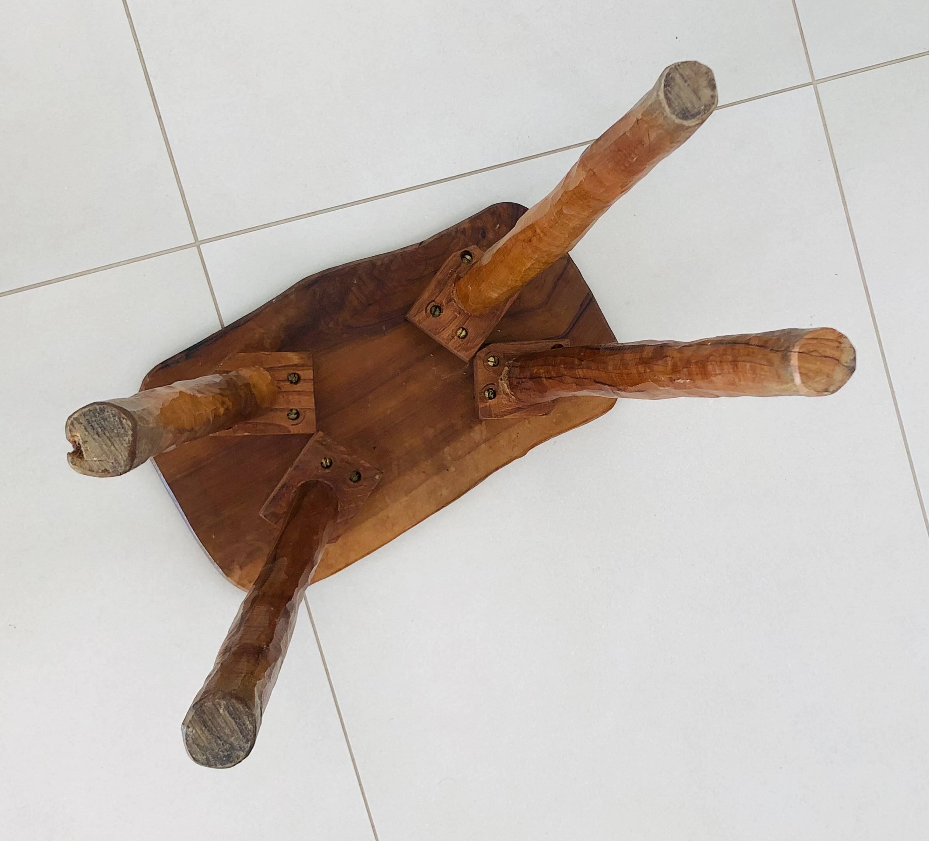 Olive wood stool, France 1970s