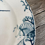 Iron earth plate Gien patterns seagulls and shell old mural