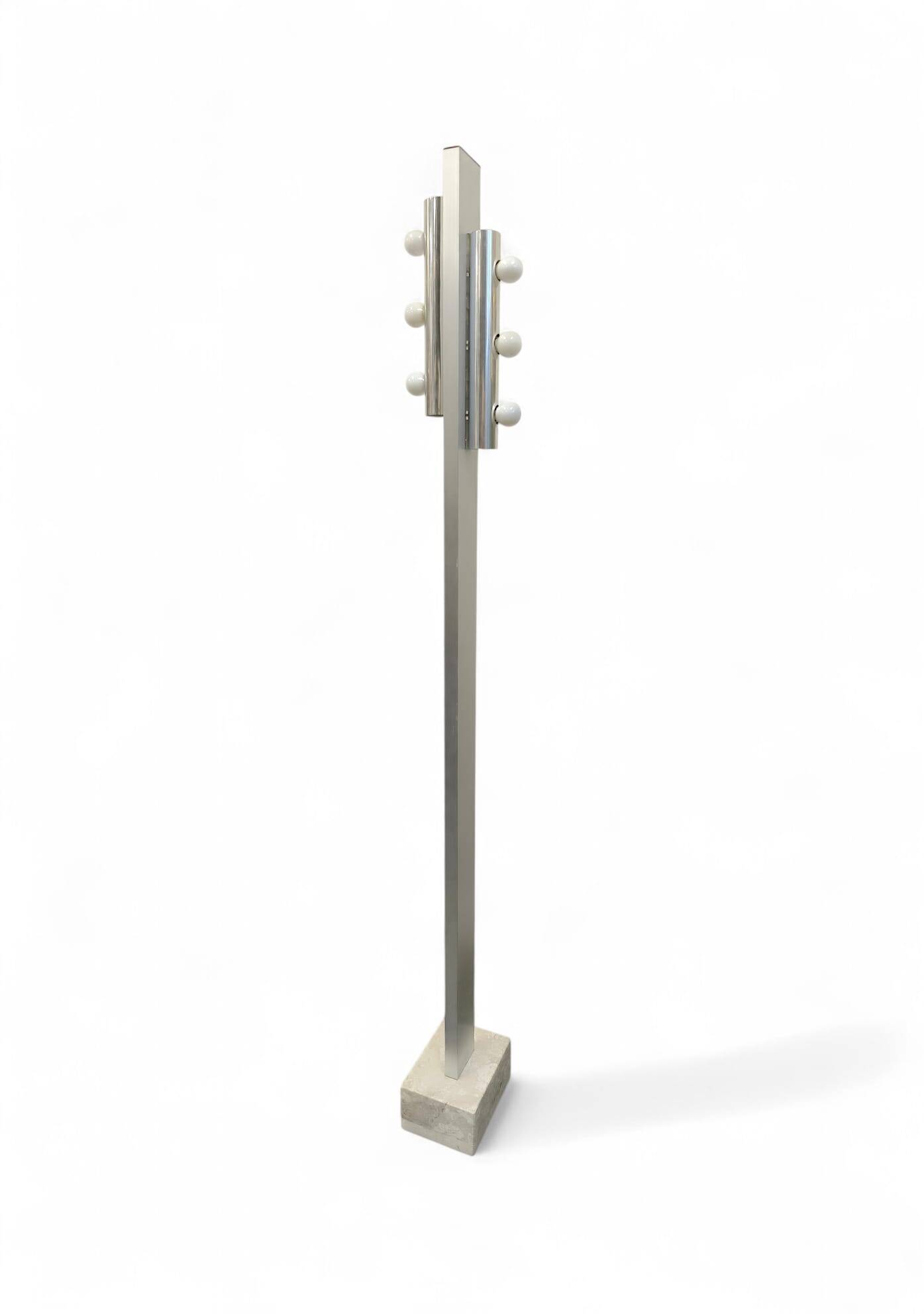 Targetti floor lamp with 6 lights and marble base, 1970s.