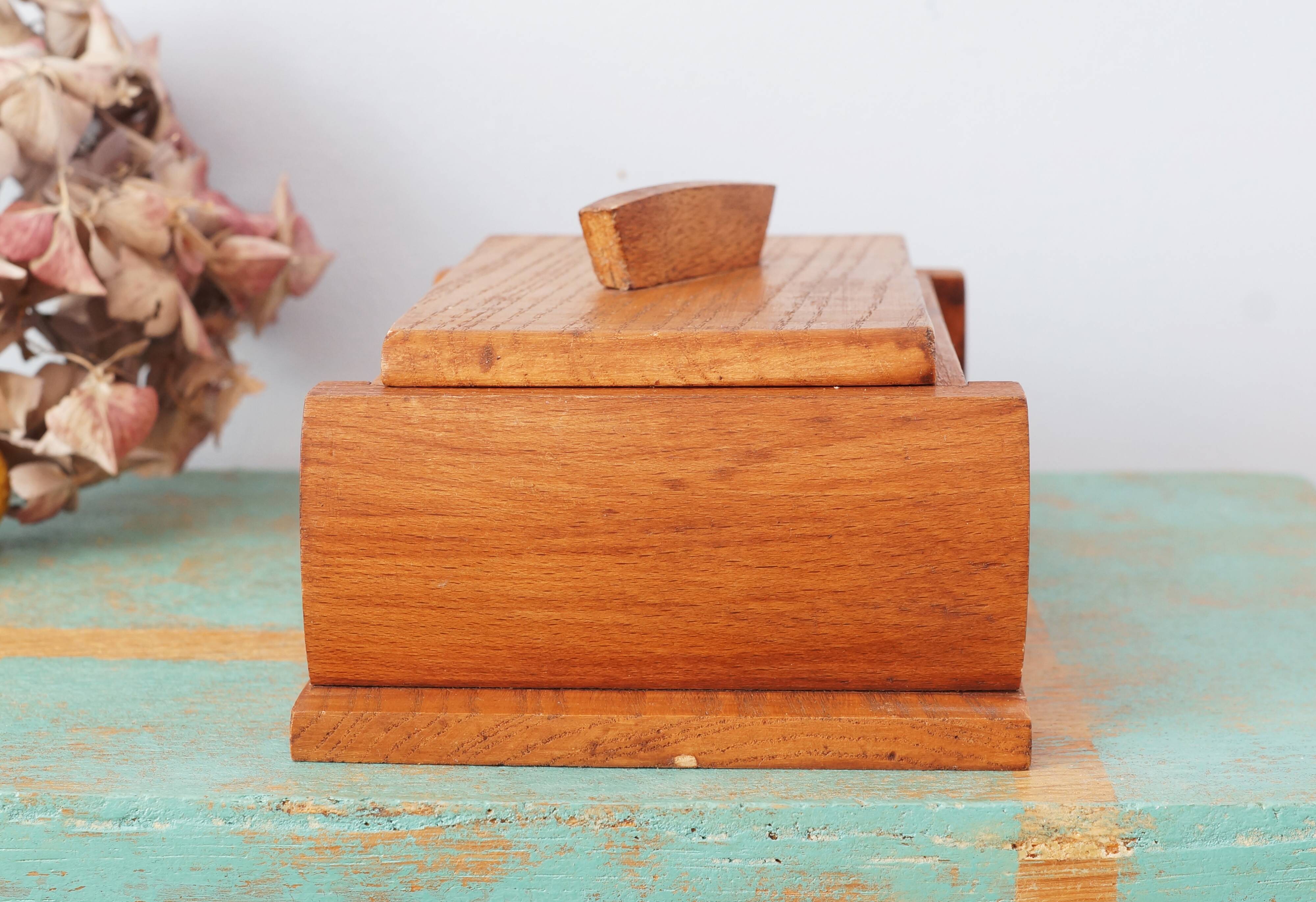 Handcrafted wooden box in art deco style, vintage