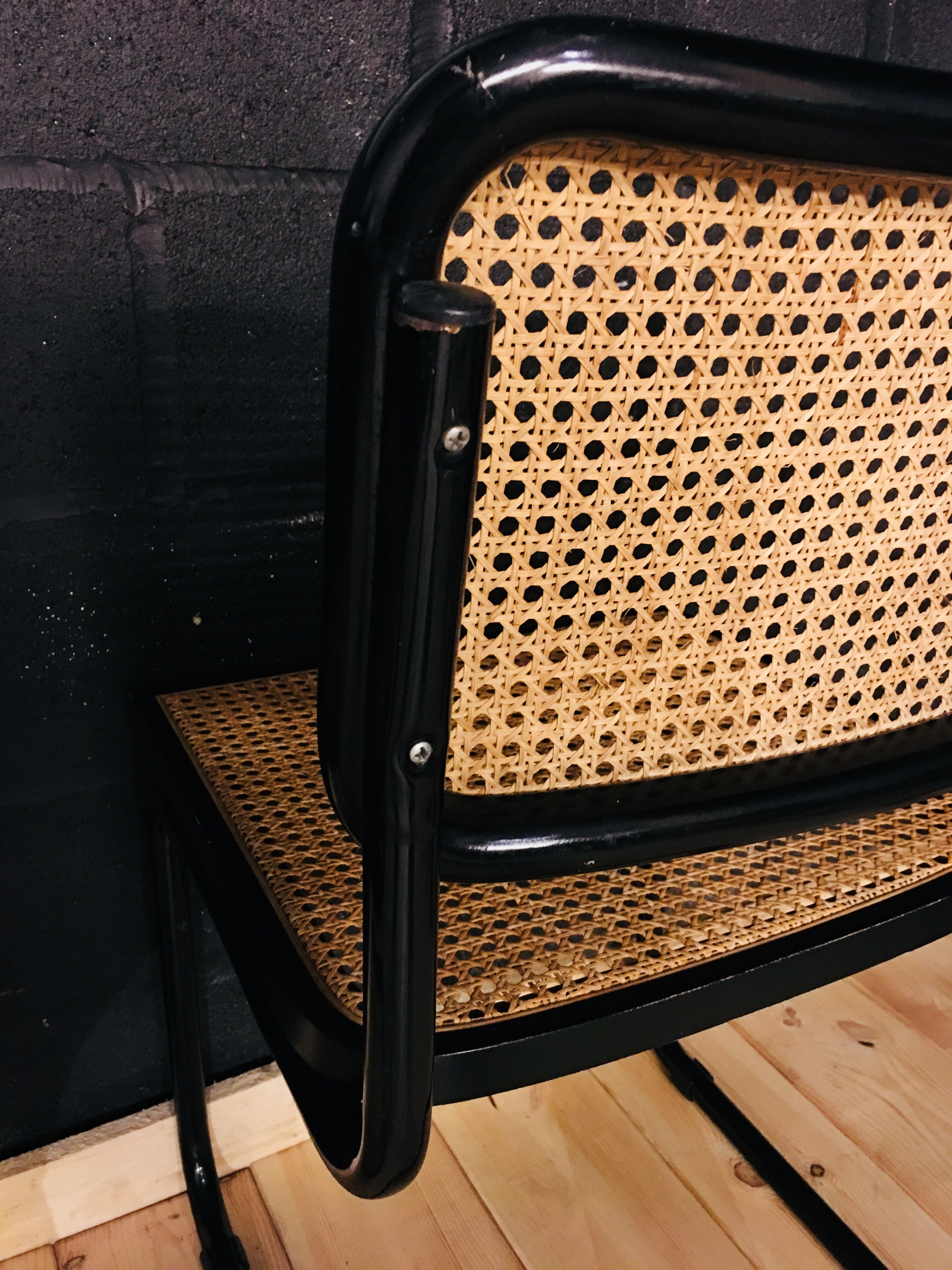 Set of 4 chairs black model B32 design by Marcel Breuer