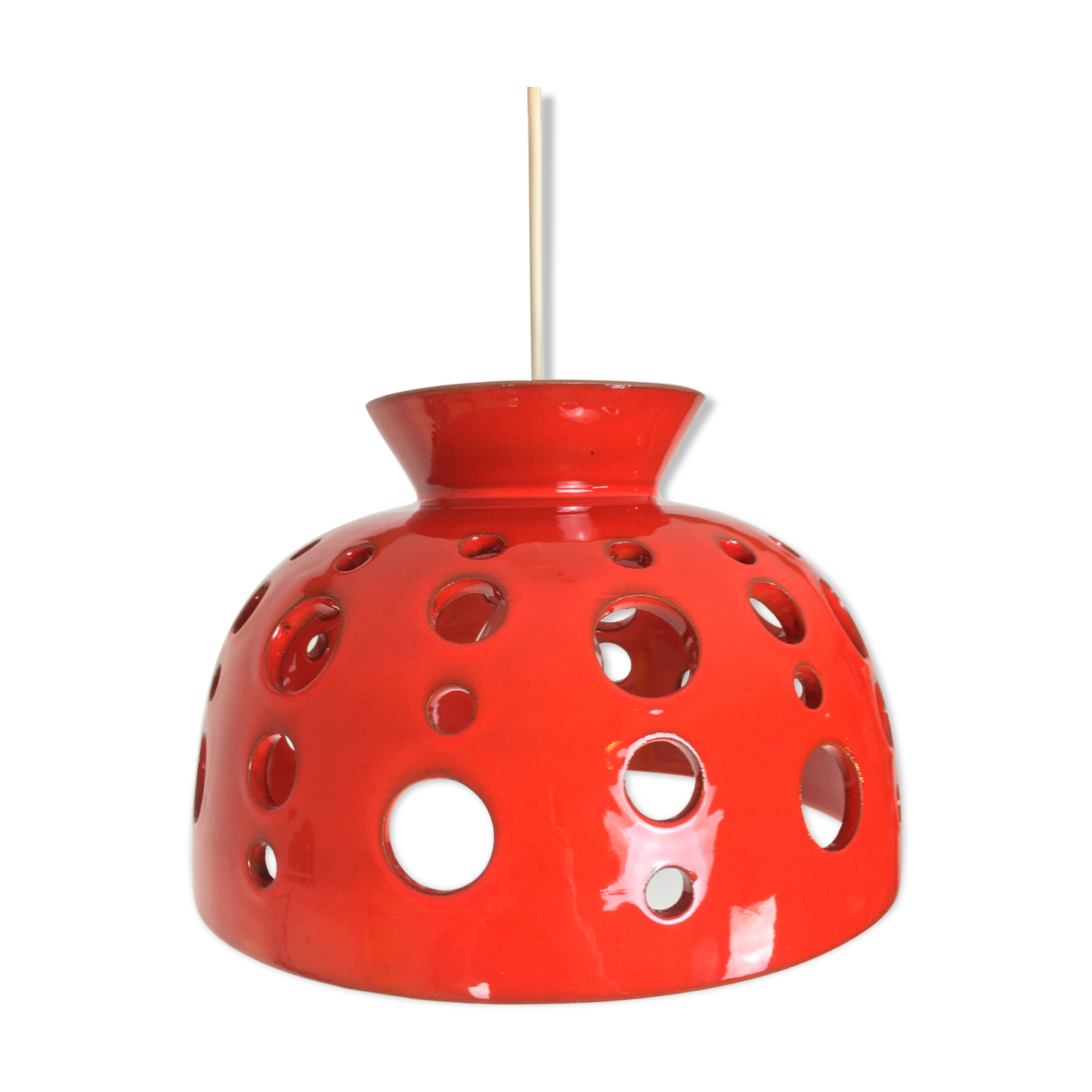 Ceramic hanging space age 70s, orange by Paul Badié