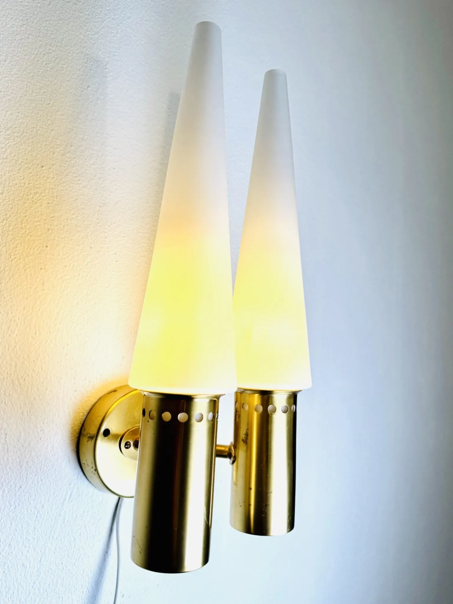 Brass Coloured Double Wall Lamp By Hans-Agne Jakobsson For Markaryd, Sweden, 1960'S