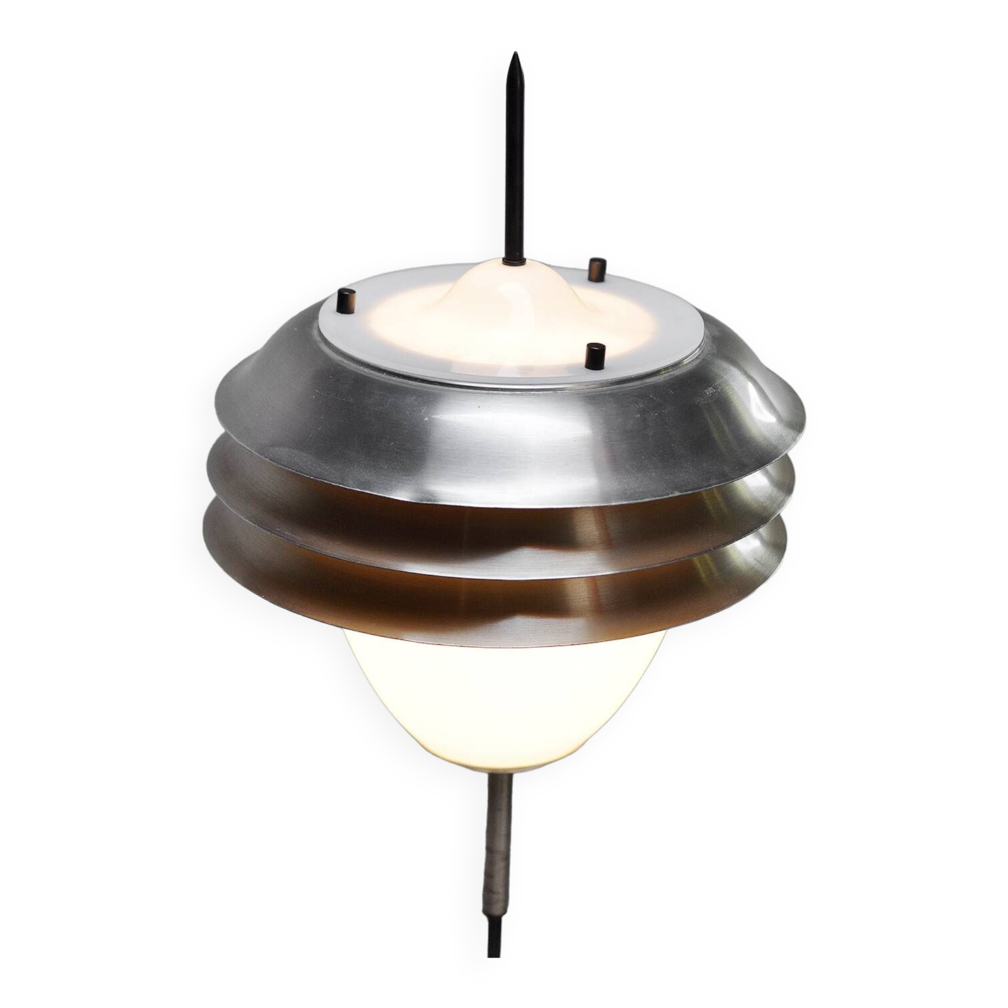 Lampe de table italienne en métal et verre opale, années 1960