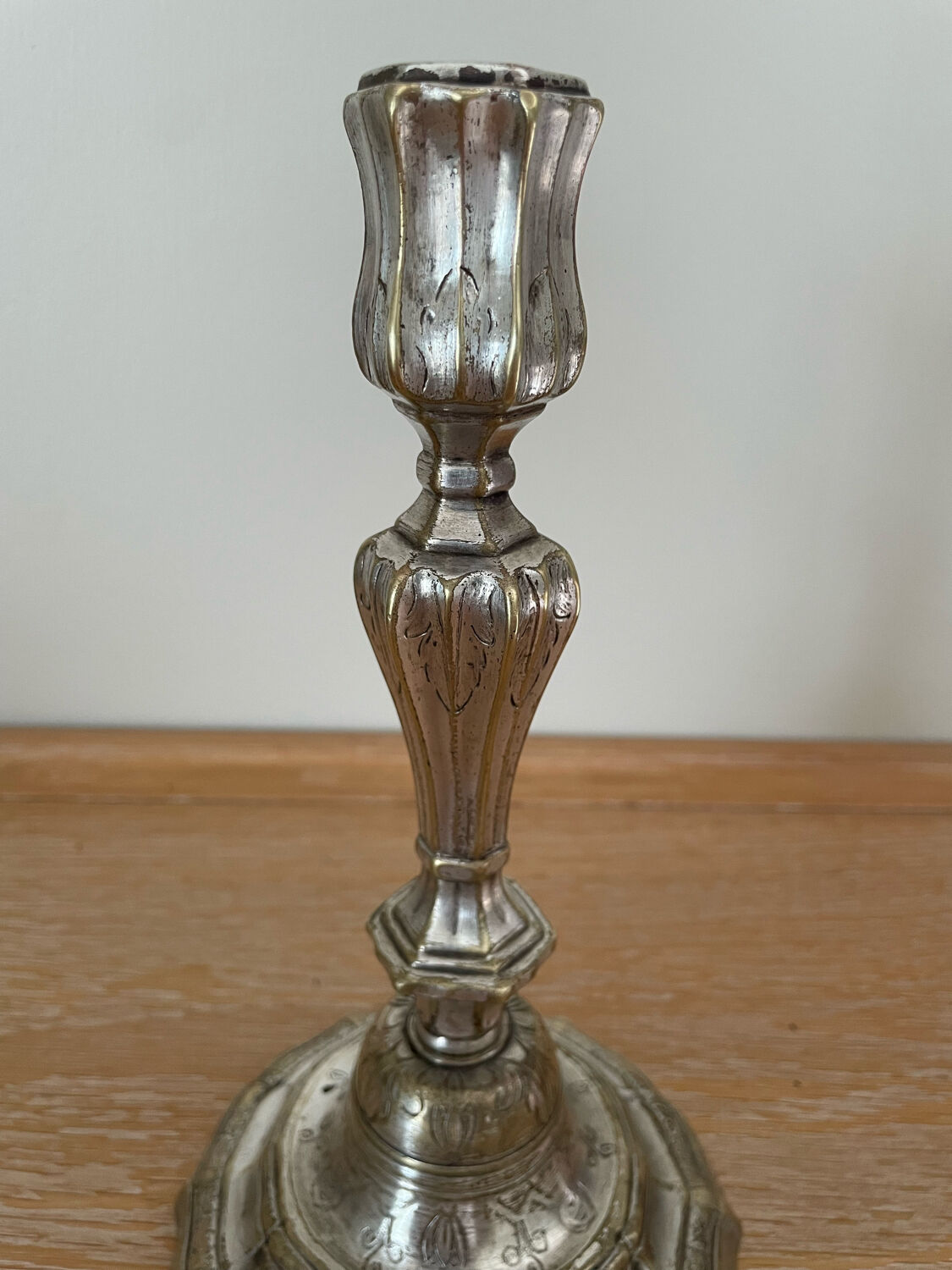Louis XIV style silver metal candle holder
