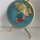 Globe vintage 1963 terrestrial Taride tripod glass world map - 28 cm