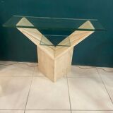 Travertine and glass console Italy 70