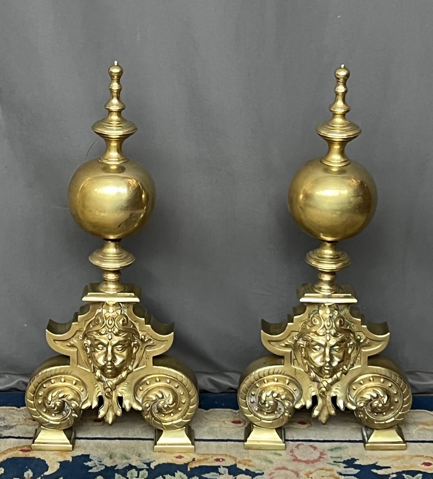 Renaissance style fireplace decorations. Solid bronze.