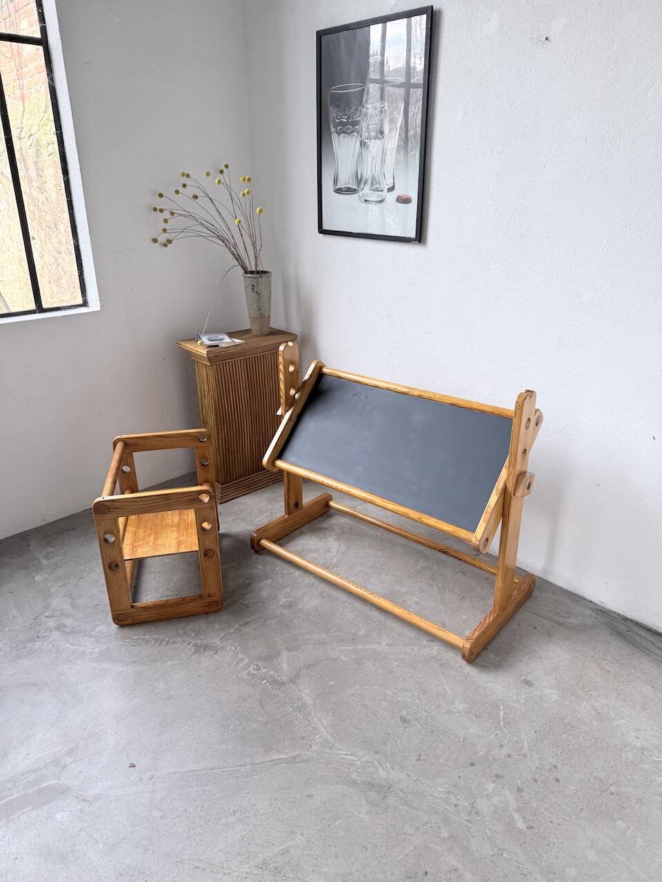 Bureau et chaise enfant pin Bauhaus