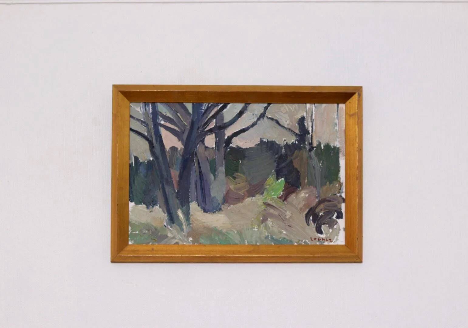Mid Century Swedish Oil on Panel – “Abstract Woodland” by Bengt Crantz
