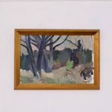 Mid Century Swedish Oil on Panel – “Abstract Woodland” by Bengt Crantz