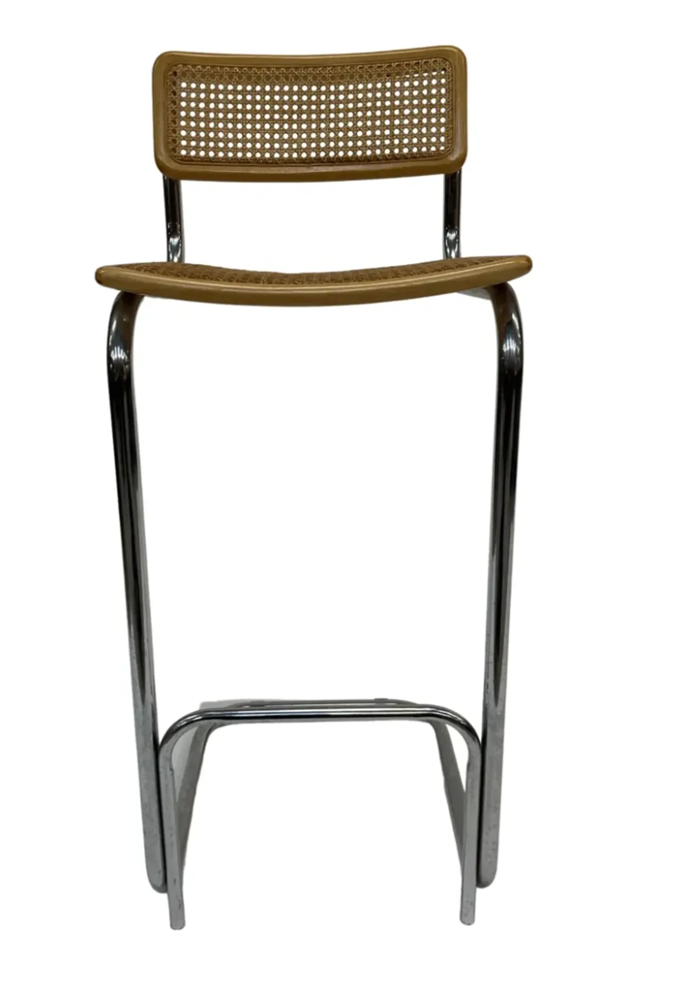 Vintage bar stool 80's Design Cesca style chrome and webbing