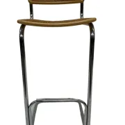 Vintage bar stool 80's Design Cesca style chrome and webbing